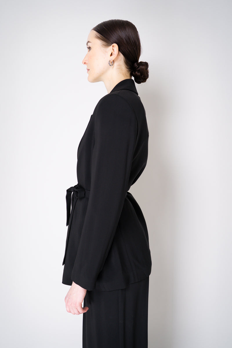 Erika Cavallini Cady Double Breasted Blazer with Tie Belt in Black Vancouver. Shop Online or in Store.