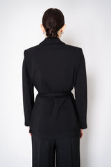 Erika Cavallini Cady Double Breasted Blazer with Tie Belt in Black Vancouver. Shop Online or in Store.