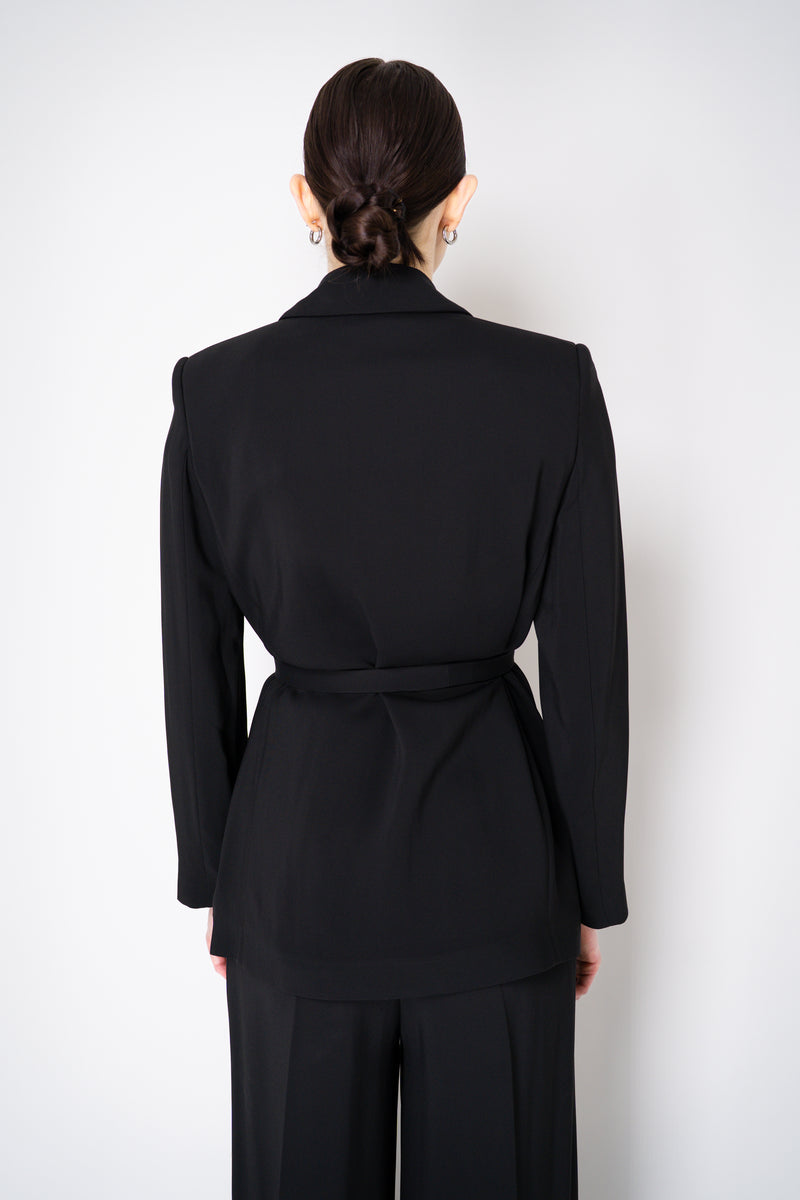Erika Cavallini Cady Double Breasted Blazer with Tie Belt in Black Vancouver. Shop Online or in Store.