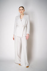 Erika Cavallini Cady Double Breasted Blazer with Tie Belt in White Vancouver. Shop Online or in Store.