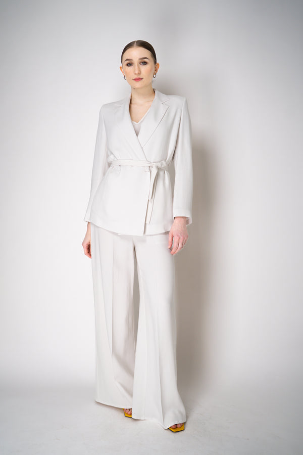 Erika Cavallini Cady Double Breasted Blazer with Tie Belt in White Vancouver. Shop Online or in Store.
