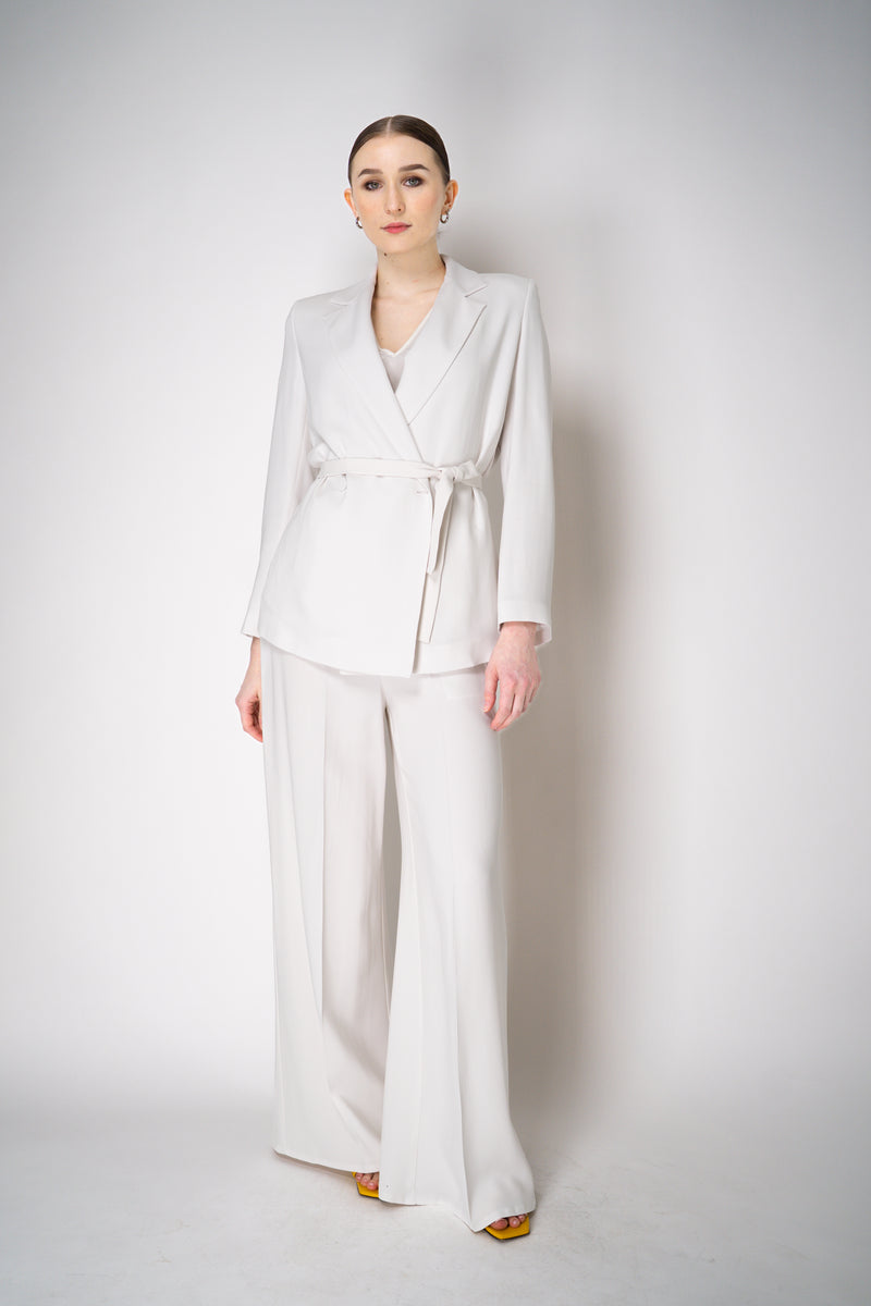 Erika Cavallini Cady Double Breasted Blazer with Tie Belt in White Vancouver. Shop Online or in Store.