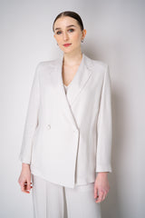 Erika Cavallini Cady Double Breasted Blazer with Tie Belt in White Vancouver. Shop Online or in Store.