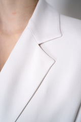Erika Cavallini Cady Double Breasted Blazer with Tie Belt in White Vancouver. Shop Online or in Store.