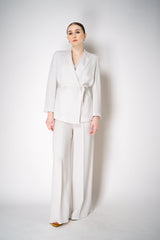 Erika Cavallini Cady Double Breasted Blazer with Tie Belt in White Vancouver. Shop Online or in Store.