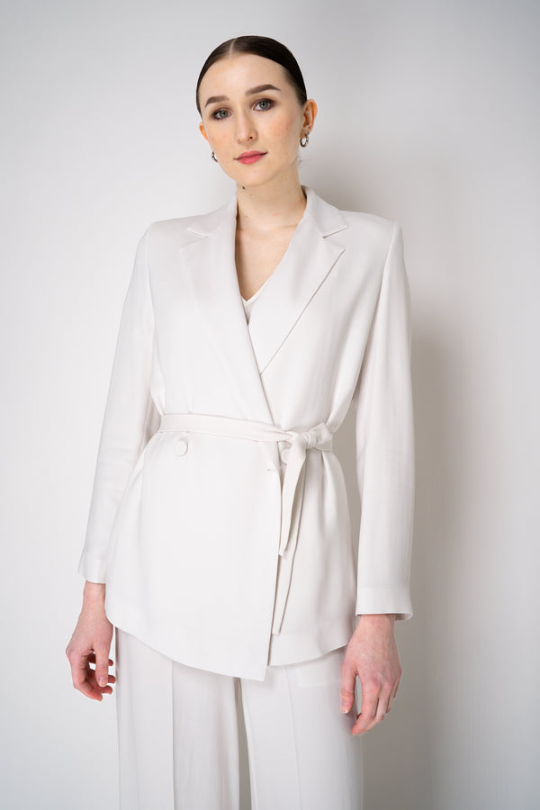 Erika Cavallini Cady Double Breasted Blazer with Tie Belt in White Vancouver. Shop Online or in Store.