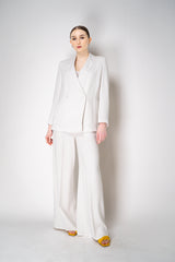 Erika Cavallini Cady Double Breasted Blazer with Tie Belt in White Vancouver. Shop Online or in Store.