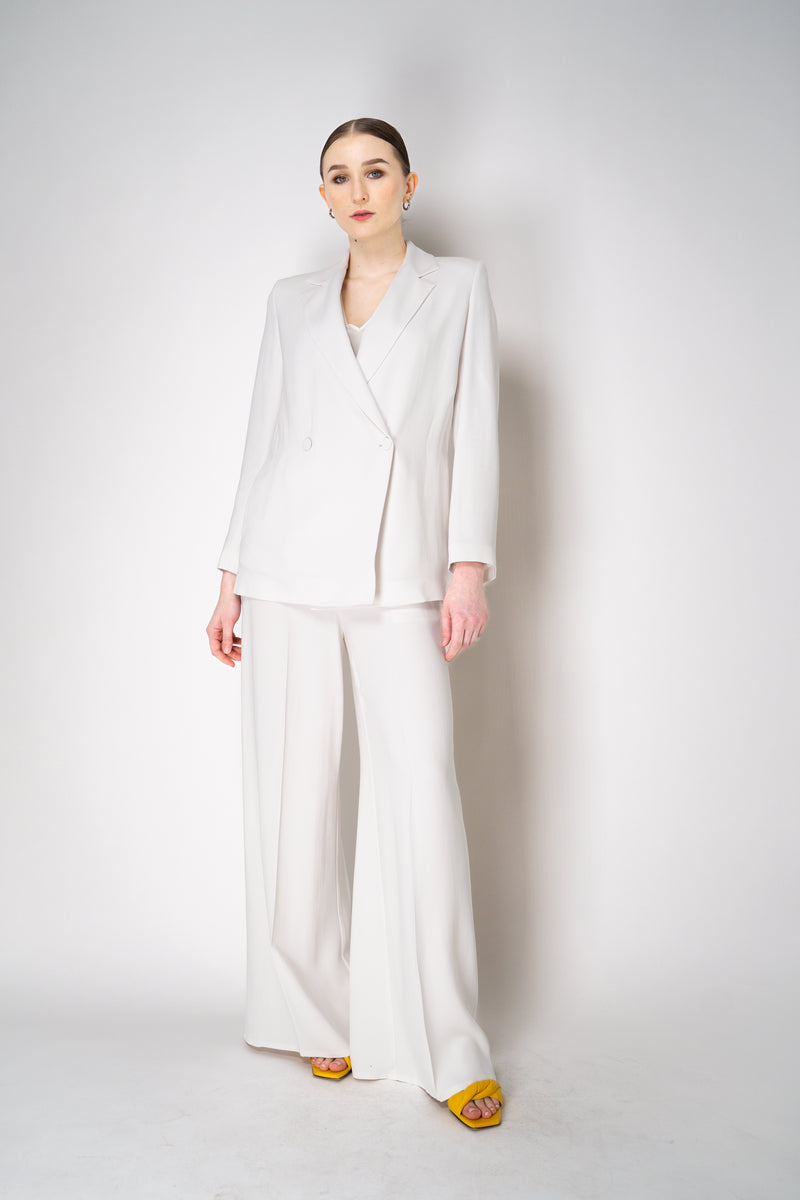 Erika Cavallini Cady Double Breasted Blazer with Tie Belt in White Vancouver. Shop Online or in Store.