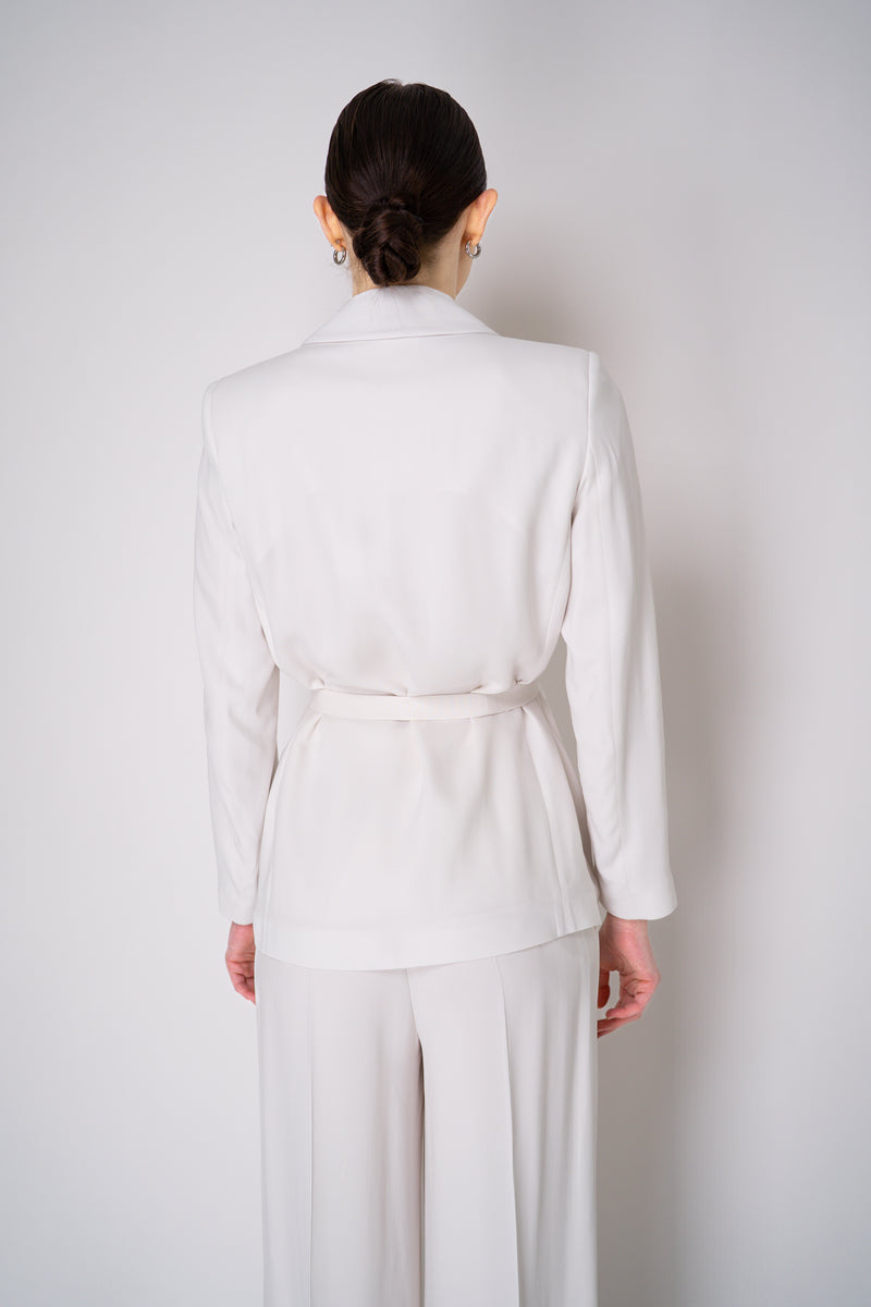 Erika Cavallini Cady Double Breasted Blazer with Tie Belt in White Vancouver. Shop Online or in Store.
