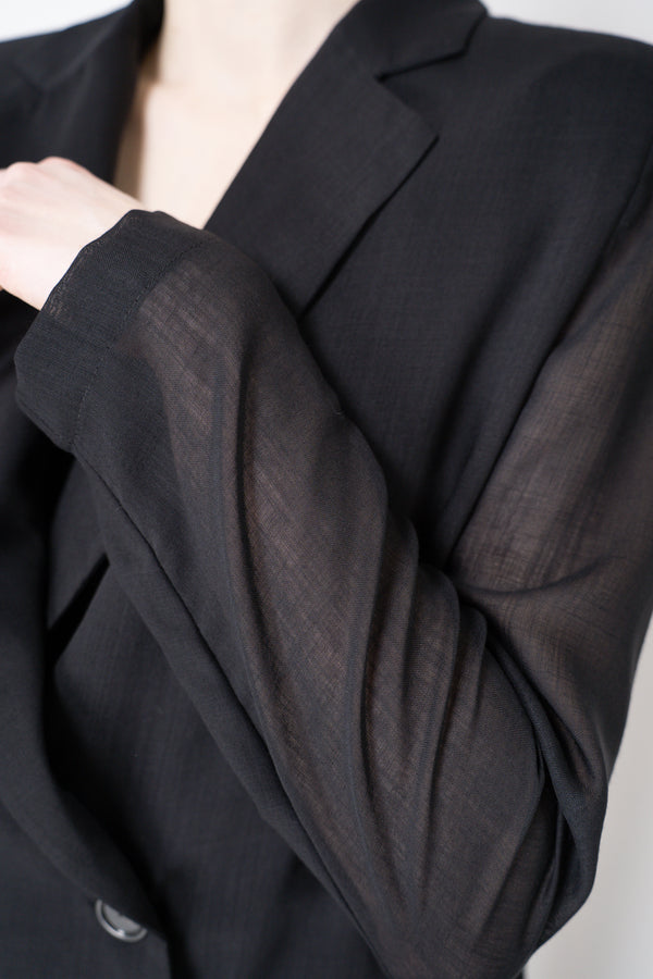 Erika Cavallini Sheer Double Breasted Virgin Wool Blazer in Black Vancouver. Shop Online or in Store.