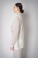 Erika Cavallini Sheer Double Breasted Virgin Wool Blazer in White Vancouver. Shop Online or in Store.