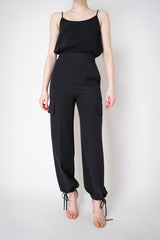 Erika Cavallini Silk Crepe Cargo Trousers in Black Vancouver. Shop Online or in Store.