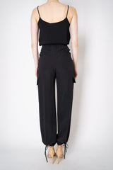 Erika Cavallini Silk Crepe Cargo Trousers in Black Vancouver. Shop Online or in Store.