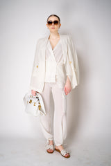 Erika Cavallini Silk Crepe Cargo Trousers in White Vancouver. Shop Online or in Store.