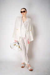 Erika Cavallini Silk Crepe Cargo Trousers in White Vancouver. Shop Online or in Store.