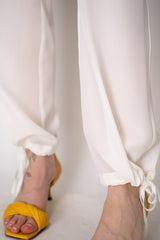 Erika Cavallini Silk Crepe Cargo Trousers in White Vancouver. Shop Online or in Store.