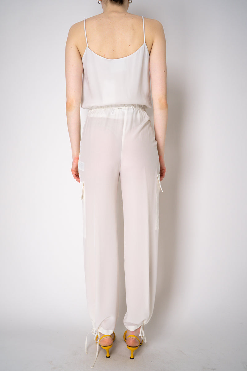 Erika Cavallini Silk Crepe Cargo Trousers in White Vancouver. Shop Online or in Store.