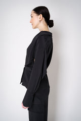 Erika Cavallini Silk Crepe Layered Wrap Blouse in Black Vancouver. Shop Online or in Store.