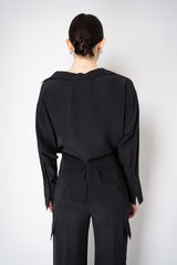 Erika Cavallini Silk Crepe Layered Wrap Blouse in Black Vancouver. Shop Online or in Store.