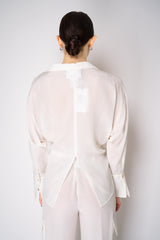 Erika Cavallini Silk Crepe Layered Wrap Blouse in White Vancouver. Shop Online or in Store.