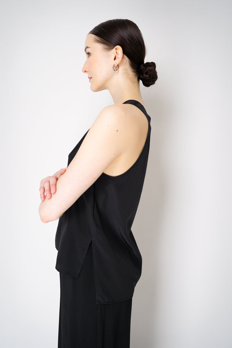 Erika Cavallini Silk Crepe Tank Blouse in Black Vancouver. Shop Online or in Store.