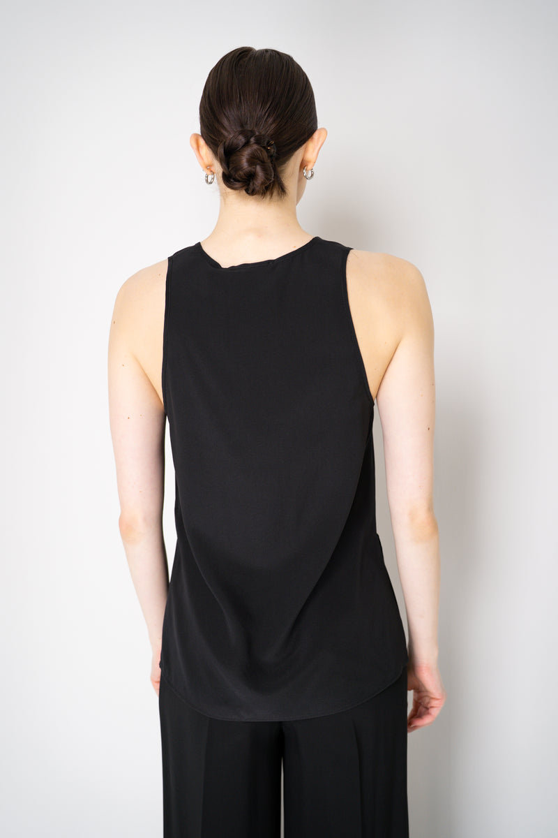 Erika Cavallini Silk Crepe Tank Blouse in Black Vancouver. Shop Online or in Store.