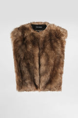 Dolce & Gabbana 100% Agnello Brushed Fur Vest in Golden Brown Melange