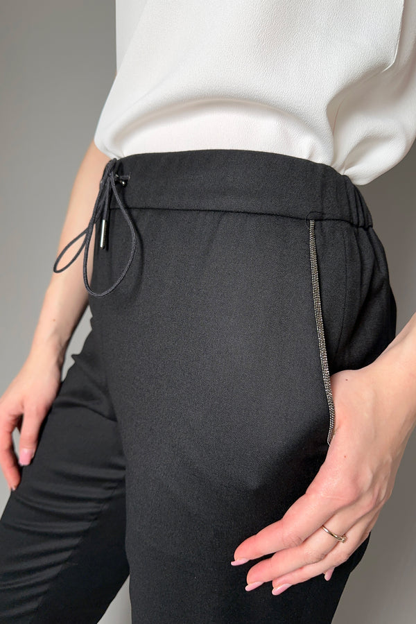 Fabiana Filippi Jogger Style Flannel Trousers in Black Vancouver. Shop Online or in Store.