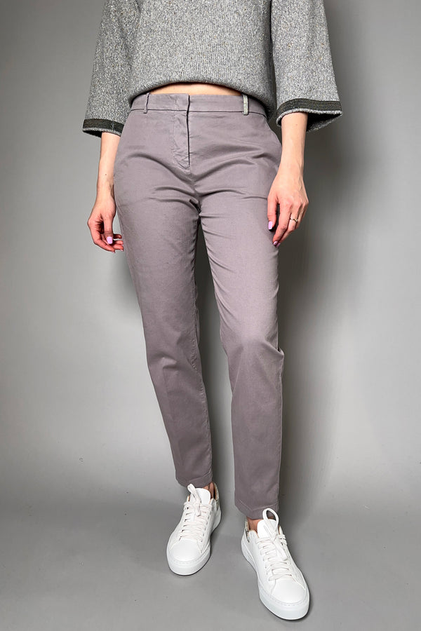 Fabiana Filippi Cropped Cotton Stretch Pants Grey-Lavender