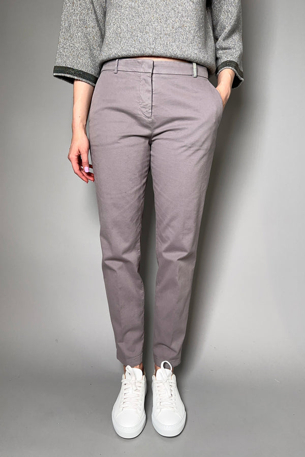 Fabiana Filippi Cropped Cotton Stretch Pants Grey-Lavender