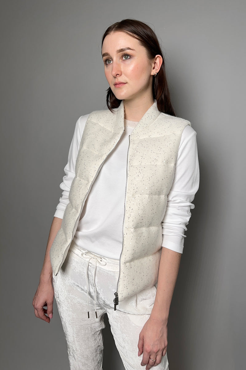 Fabiana Filippi Brushed Knit Vest with Subtle Sequins Cream