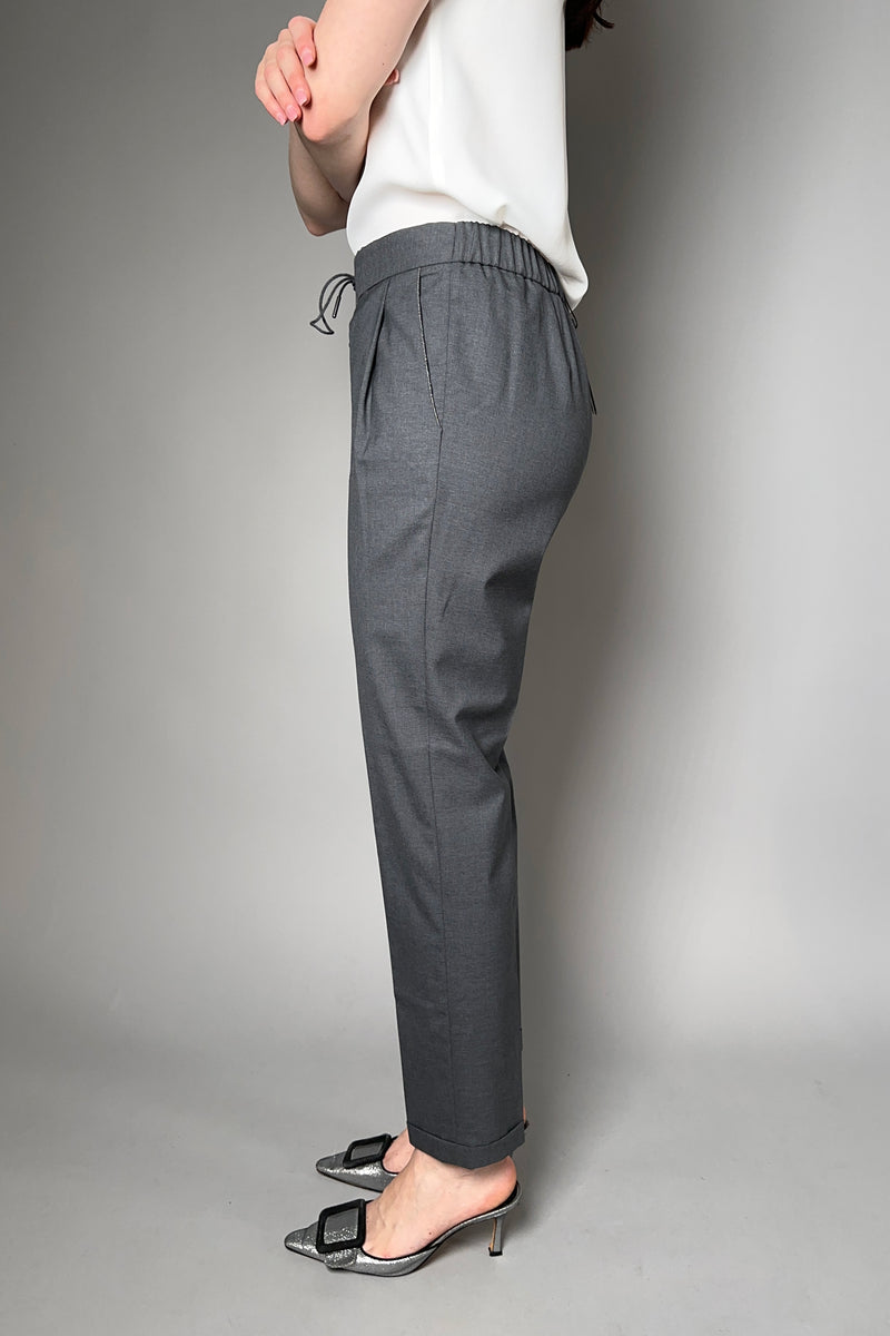Fabiana Filippi Jogger Style Wool Trousers in Dark Heather Grey