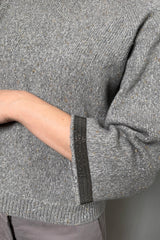 Fabiana Filippi Cashmere Sweater with Sparkly Lurex Specks in Grey Melange