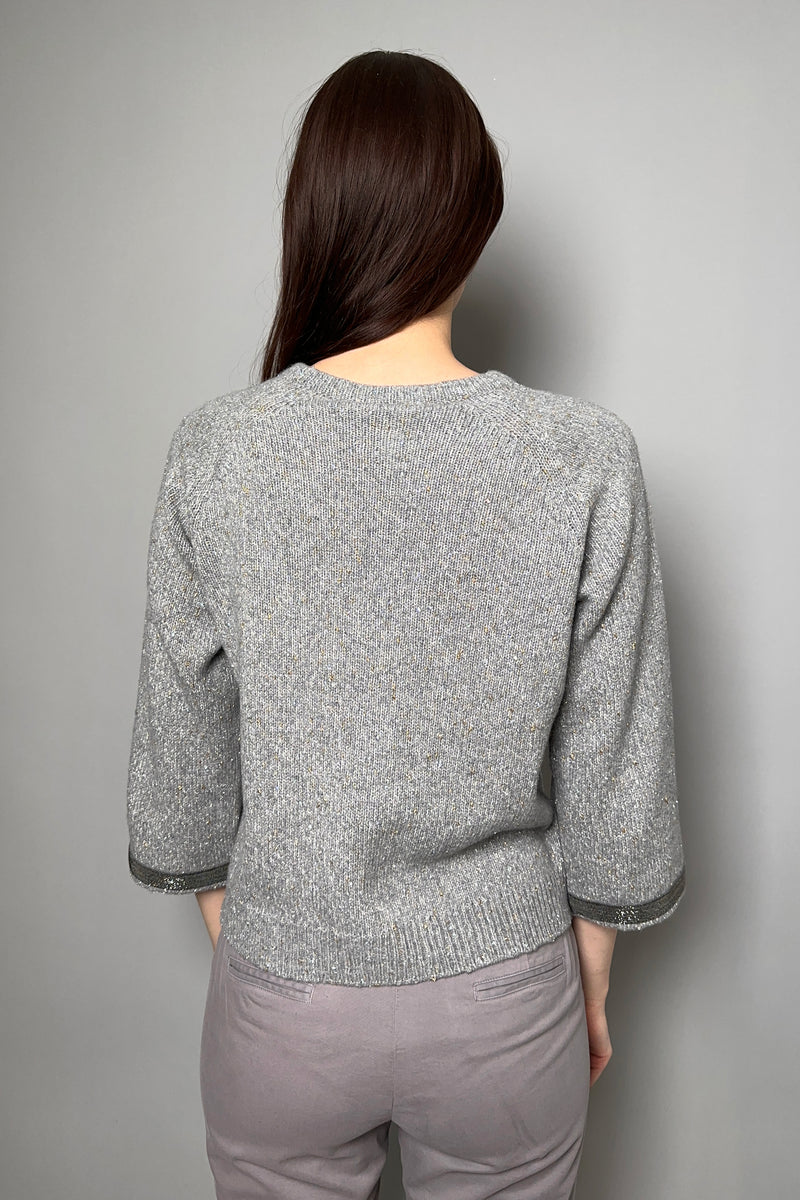 Fabiana Filippi Cashmere Sweater with Sparkly Lurex Specks in Grey Melange