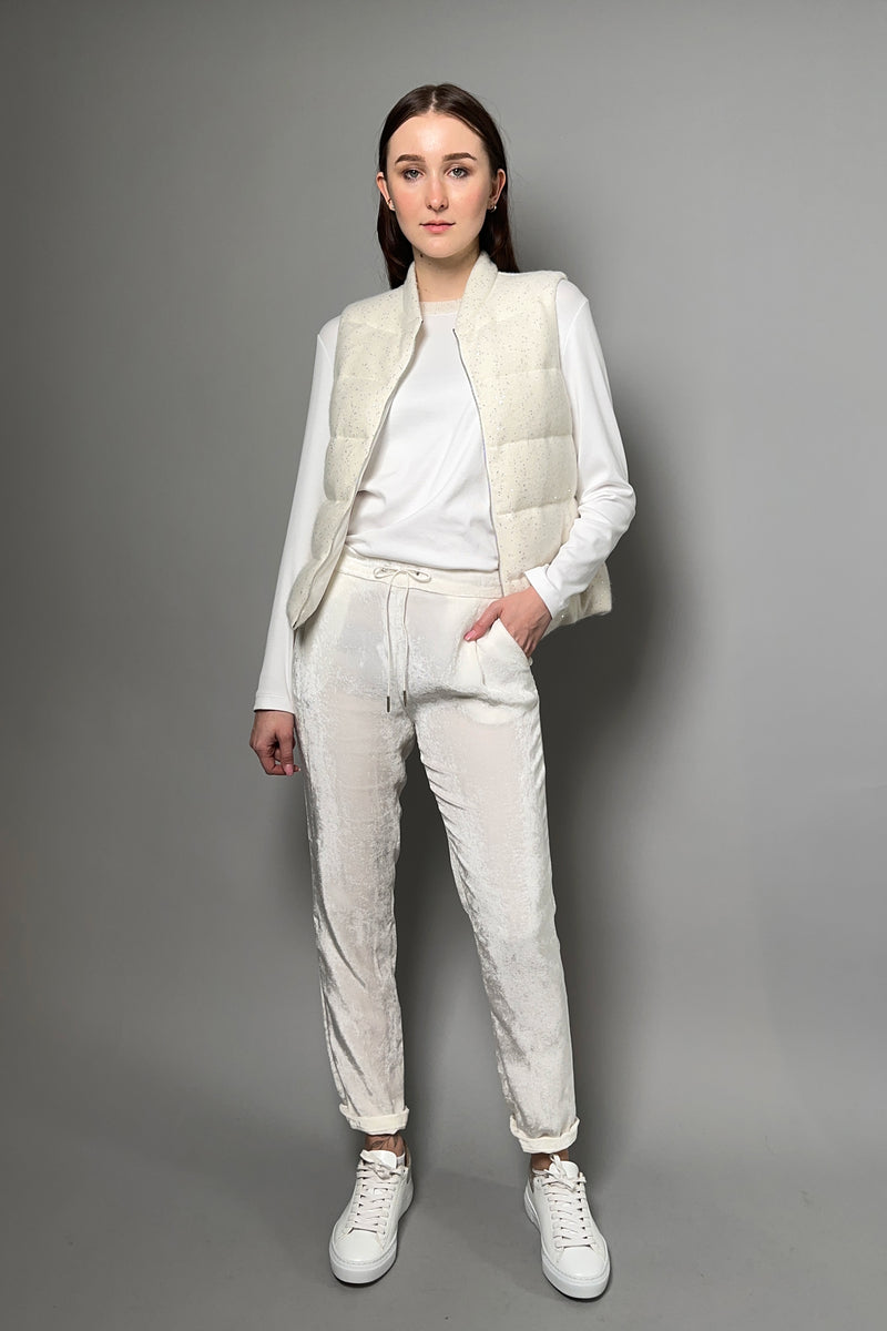 Fabiana Filippi Crushed Velvet Joggers in Cream Vancouver. Shop Online or in Store.