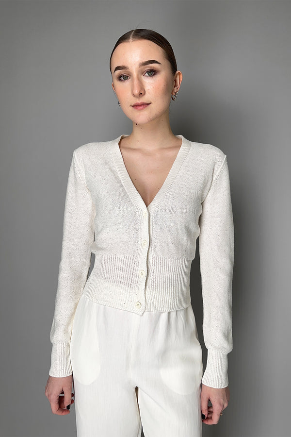 Fabiana Filippi Knit Sequin Blouson Cardigan in White