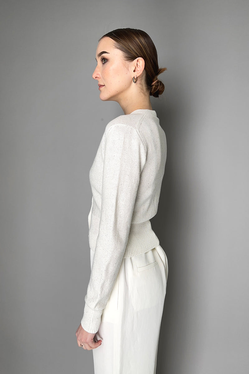 Fabiana Filippi Knit Sequin Blouson Cardigan in White