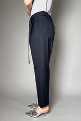 Fabiana Filippi Cropped Wool Trousers With Brilliant Belt in Navy Vancouver. Shop Online or in Store.