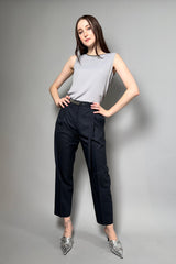 Fabiana Filippi Cropped Wool Trousers With Brilliant Belt in Navy Vancouver. Shop Online or in Store.