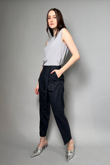Fabiana Filippi Cropped Wool Trousers With Brilliant Belt in Navy Vancouver. Shop Online or in Store.