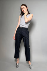 Fabiana Filippi Cropped Wool Trousers With Brilliant Belt in Navy Vancouver. Shop Online or in Store.