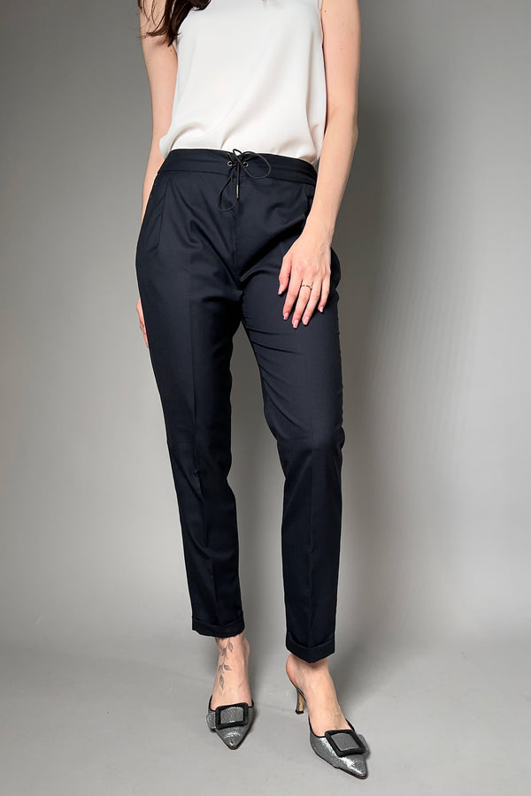 Fabiana Filippi Jogger Style Wool Trousers in Midnight Navy Vancouver. Shop Online or in Store.