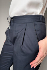 Fabiana Filippi Jogger Style Wool Trousers in Midnight Navy Vancouver. Shop Online or in Store.