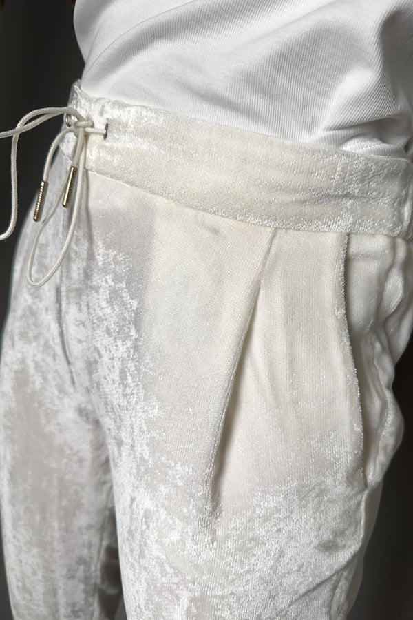 Fabiana Filippi Crushed Velvet Joggers in Cream Vancouver. Shop Online or in Store.