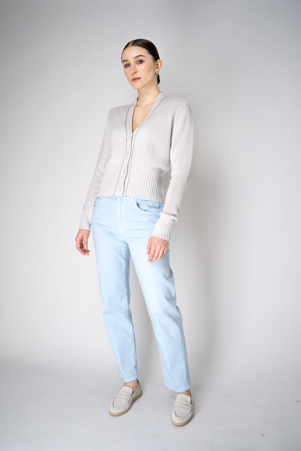 Fabiana Filippi 100% Cashmere Cardigan with Brilliant Beading in Chalk White Vancouver. Shop Online or in Store.