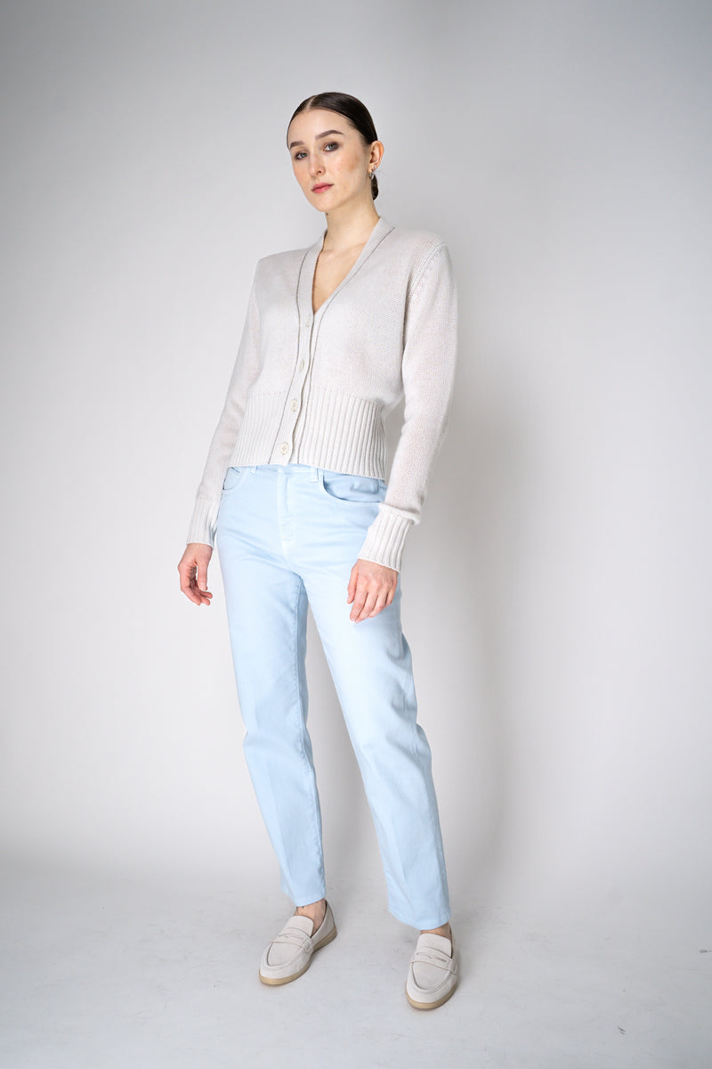 Fabiana Filippi 100% Cashmere Cardigan with Brilliant Beading in Chalk White Vancouver. Shop Online or in Store.
