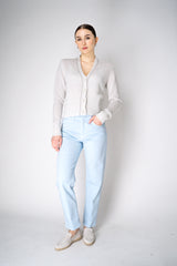 Fabiana Filippi 100% Cashmere Cardigan with Brilliant Beading in Chalk White Vancouver. Shop Online or in Store.