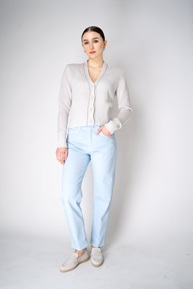 Fabiana Filippi 100% Cashmere Cardigan with Brilliant Beading in Chalk White Vancouver. Shop Online or in Store.