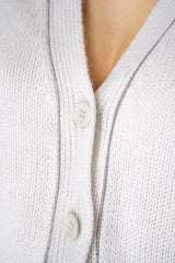 Fabiana Filippi 100% Cashmere Cardigan with Brilliant Beading in Chalk White Vancouver. Shop Online or in Store.