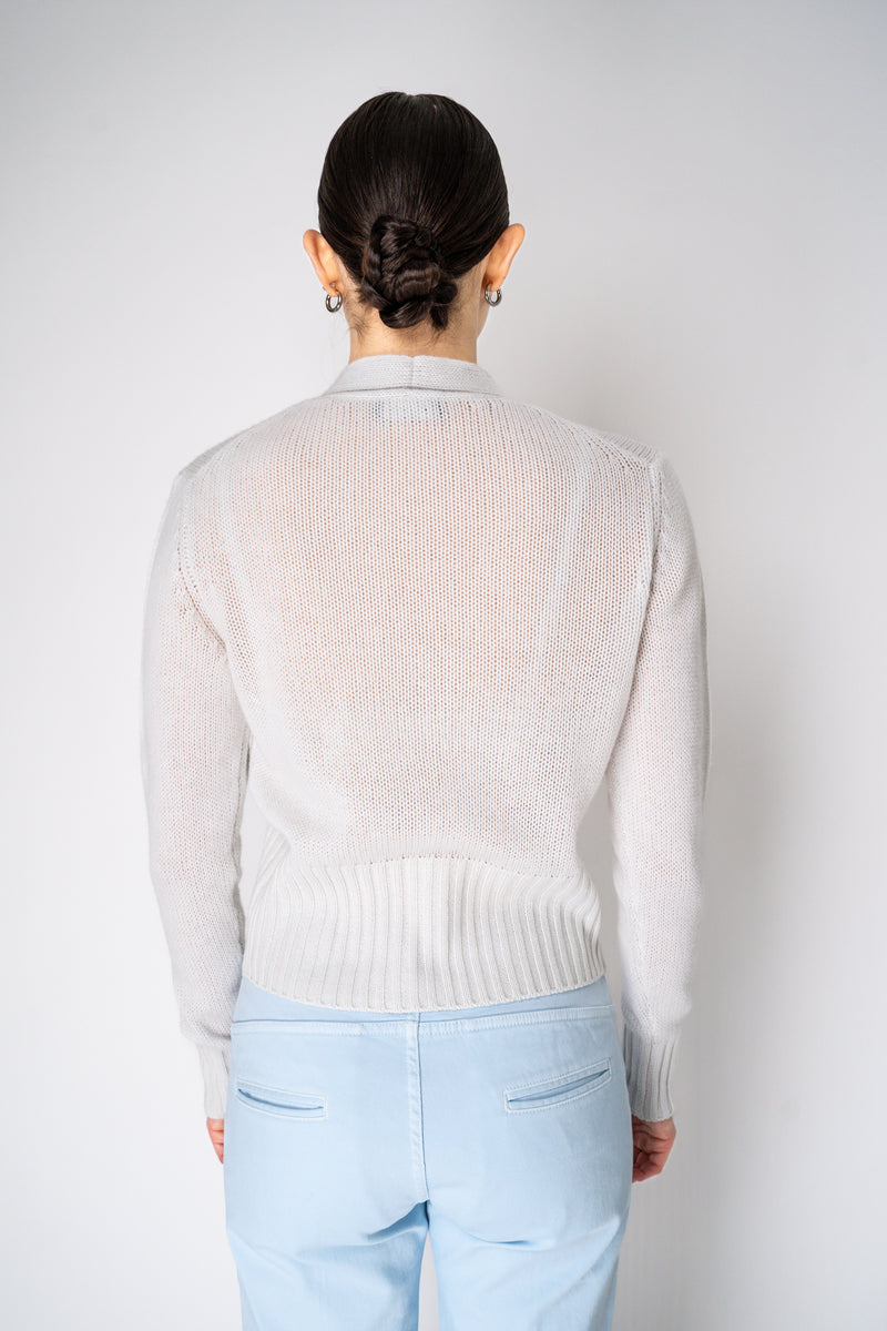 Fabiana Filippi 100% Cashmere Cardigan with Brilliant Beading in Chalk White Vancouver. Shop Online or in Store.